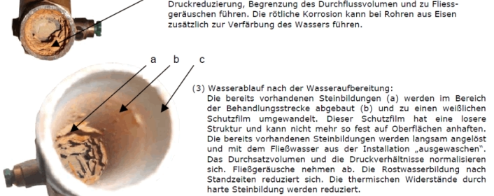 Wirksamkeit der SiCALwaterplus-Geräte bei Verkalkung von Wasserrohren